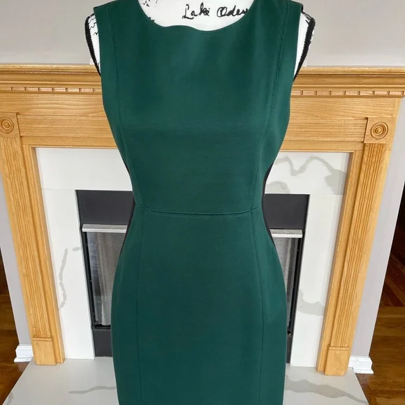 tahari green dress Silk Midi Length Dress w/ Tags